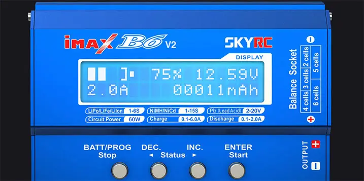 Розумне зарядне SkyRC IMAX B6 V2, LiPo LiHV LiFe Liion 1-6S, NiMh, Pb, 60W 6A, DJI Mavic/Inspire Battery), зображення 4