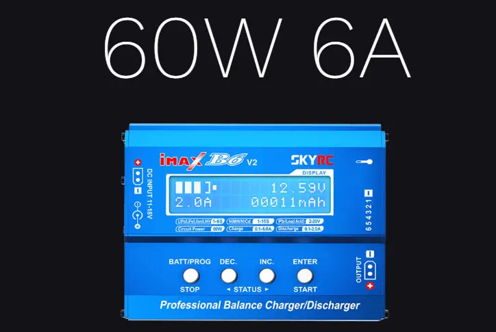 Розумне зарядне SkyRC IMAX B6 V2, LiPo LiHV LiFe Liion 1-6S, NiMh, Pb, 60W 6A, DJI Mavic/Inspire Battery), зображення 7