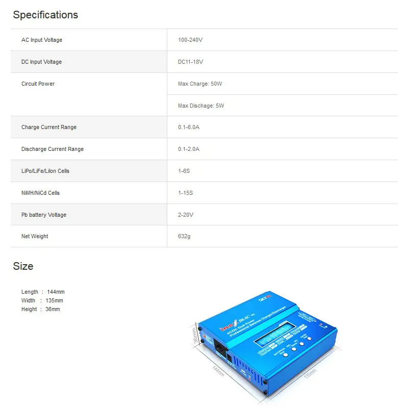Розумне зарядне SkyRC IMAX B6AC SK-100008-11, LiPo LiHV LiFe Liion 1-6S, NiMh, Pb, 50W 6A, від 220V), зображення 6