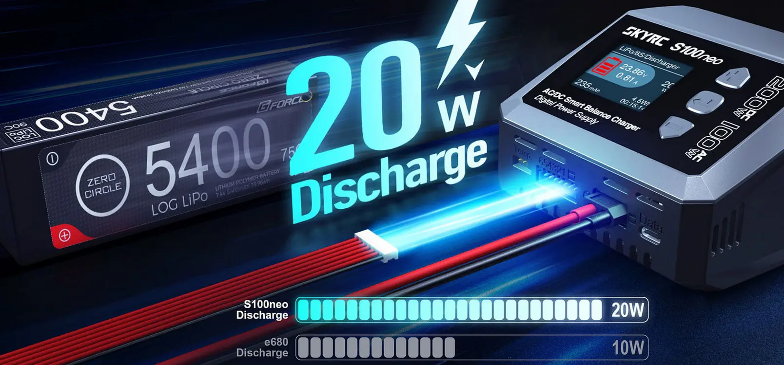 Розумне зарядне SkyRC S100neo SK-100202-01, LiPo LiHV LiFe Liion 1-6S, NiMh, Pb, 200W 12A, від 220V), зображення 11