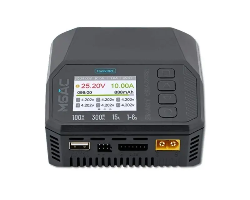 Розумне зарядне ToolkitRC M6AC TK13800, LiPo LiHV LiFe Liion LTO 1-6S, NiMh, Pb, 300Вт 15А, від 220В  від батарейки.com.ua