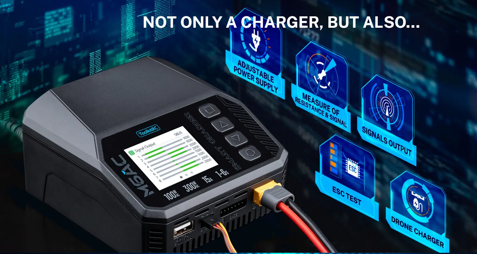 Розумне зарядне ToolkitRC M6AC TK13800, LiPo LiHV LiFe Liion LTO 1-6S, NiMh, Pb, 300Вт 15А, від 220В), зображення 6