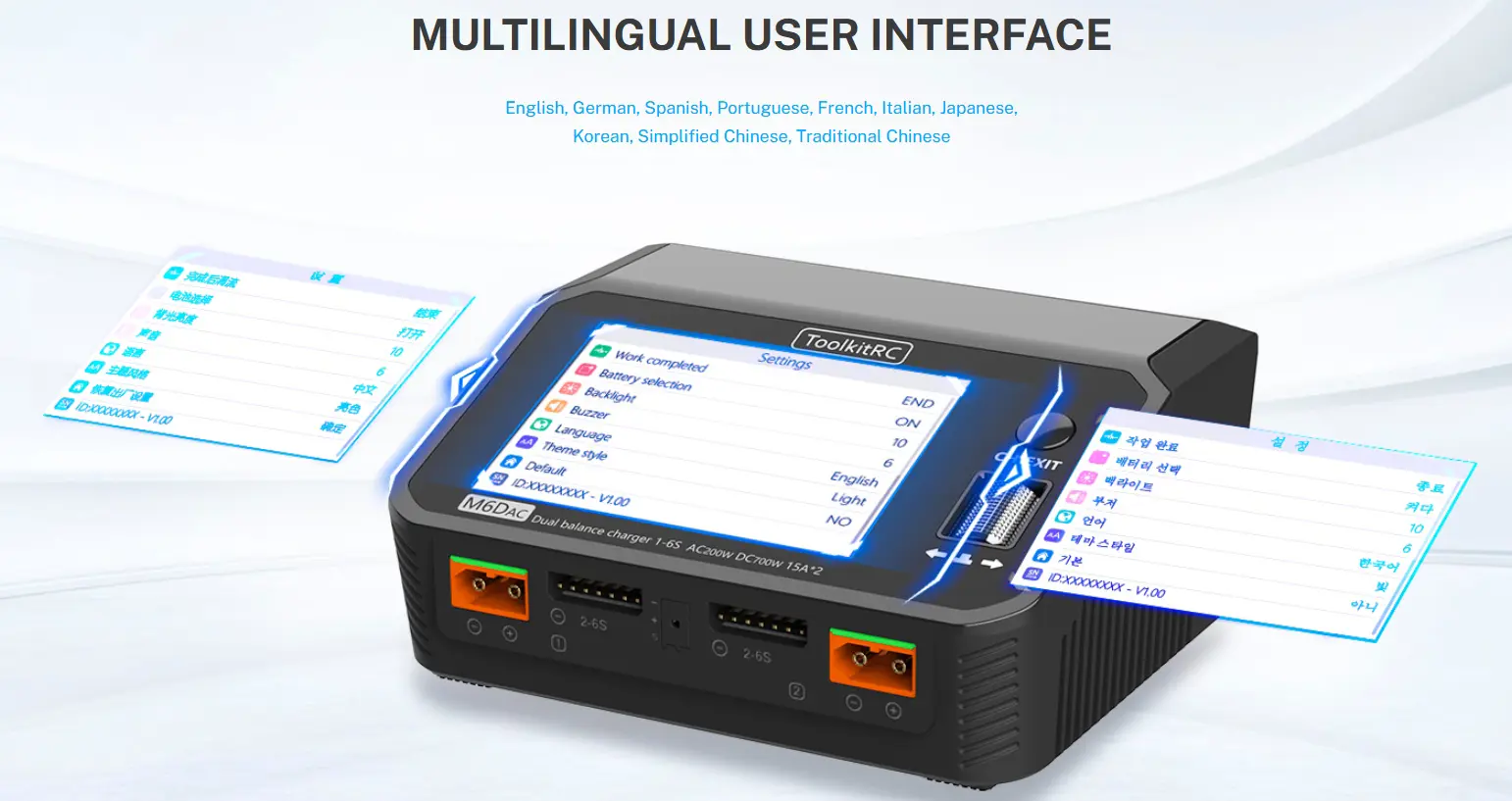 Розумне зарядне ToolkitRC M6DAC TK11500, LiPo LiHV LiFe Liion 1-6S, NiMh, Pb, 2 канали, 700W від 220В), зображення 3