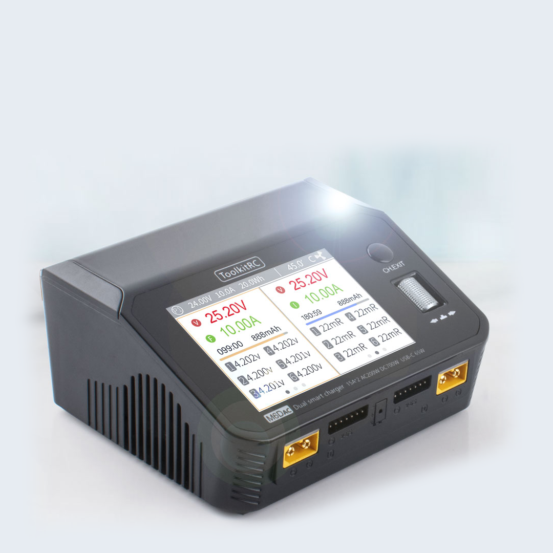 Розумне зарядне ToolkitRC M6DAC TK11500, LiPo LiHV LiFe Liion 1-6S, NiMh, Pb, 2 канали, 700W від 220В), зображення 13
