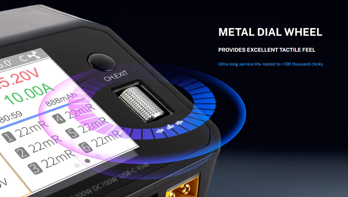 Розумне зарядне ToolkitRC M6DAC TK11500, LiPo LiHV LiFe Liion 1-6S, NiMh, Pb, 2 канали, 700W від 220В), зображення 4