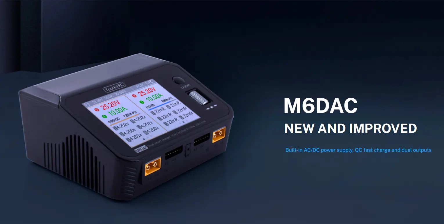 Розумне зарядне ToolkitRC M6DAC TK11500, LiPo LiHV LiFe Liion 1-6S, NiMh, Pb, 2 канали, 700W від 220В), зображення 10