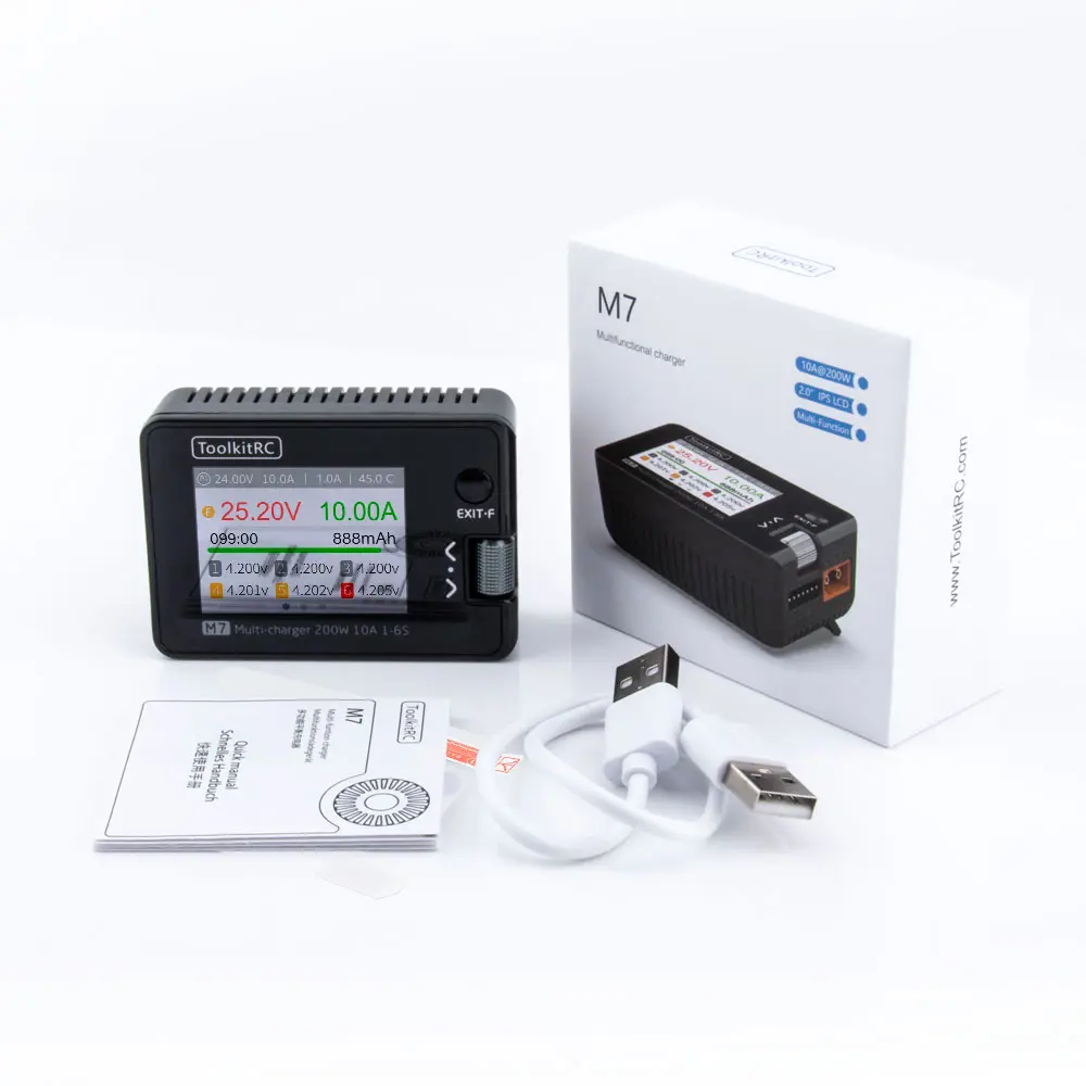 Розумне зарядне ToolkitRC M7 TK11400, LiPo LiHV LiFe Li-ion 1-6S, NiMh, Pb, 200W 10А), зображення 2