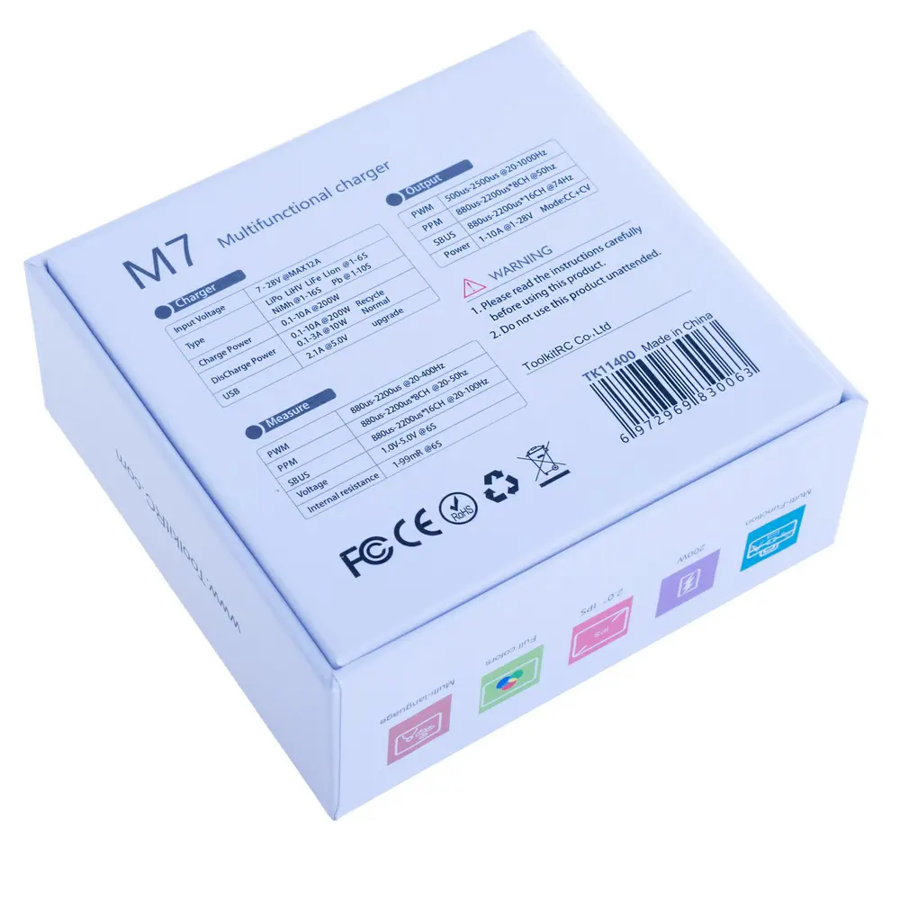 Розумне зарядне ToolkitRC M7 TK11400, LiPo LiHV LiFe Li-ion 1-6S, NiMh, Pb, 200W 10А), зображення 4