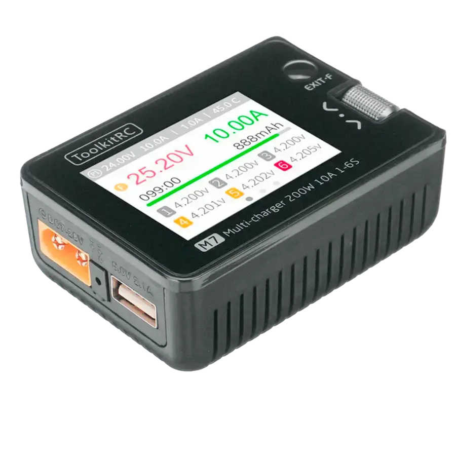 Розумне зарядне ToolkitRC M7 TK11400, LiPo LiHV LiFe Li-ion 1-6S, NiMh, Pb, 200W 10А), зображення 8