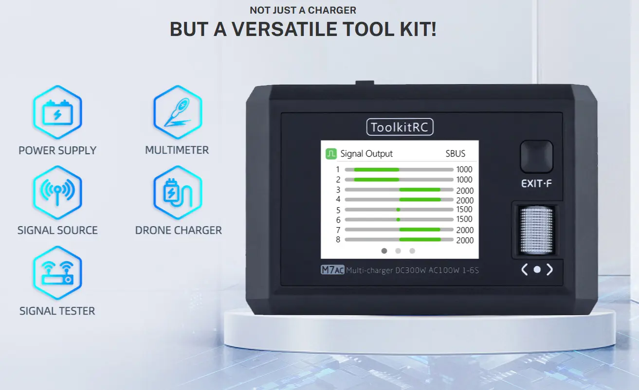Розумне зарядне ToolkitRC M7AC TK12200-EU, LiPo LiHV LiFe Li-ion 1-6S, NiMh, Pb, 300W 15А, від 220V), зображення 7