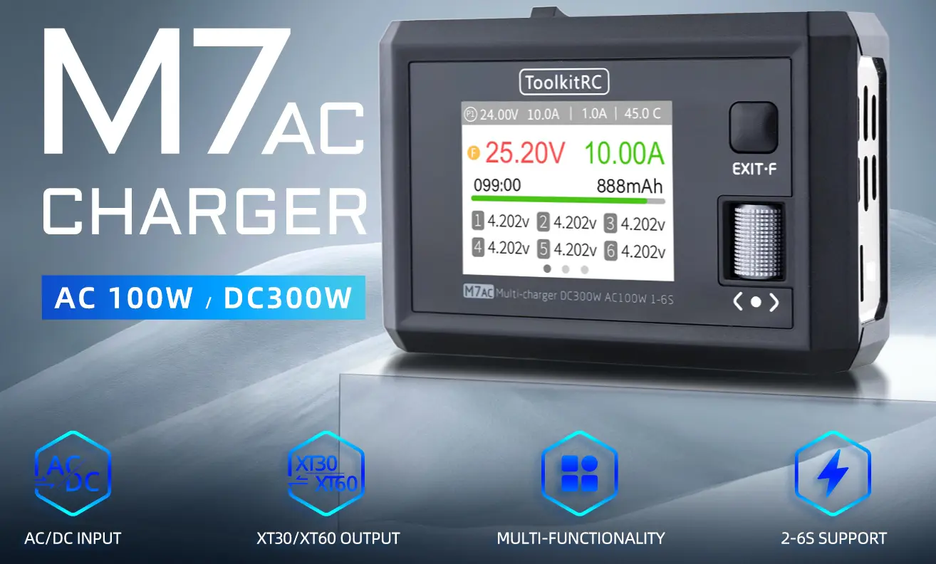 Розумне зарядне ToolkitRC M7AC TK12200-EU, LiPo LiHV LiFe Li-ion 1-6S, NiMh, Pb, 300W 15А, від 220V), зображення 9