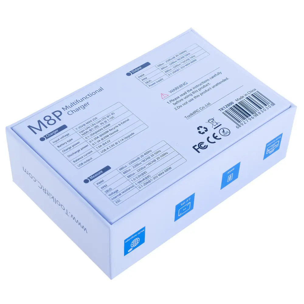 Розумне зарядне ToolkitRC M8P TK12800, LiPo LiHV LiFe Liion 1-8S, NiMh, Pb, 600W 20А), зображення 2