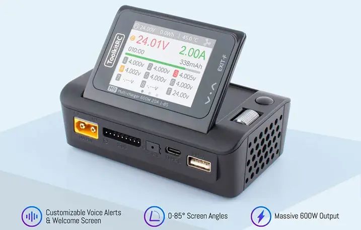 Розумне зарядне ToolkitRC M9 TK11900, LiPo LiHV LiFe Liion 1-8S, NiMh, Pb, 600W 20А), зображення 12