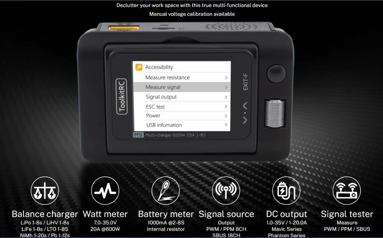 Розумне зарядне ToolkitRC M9 TK11900, LiPo LiHV LiFe Liion 1-8S, NiMh, Pb, 600W 20А), зображення 4