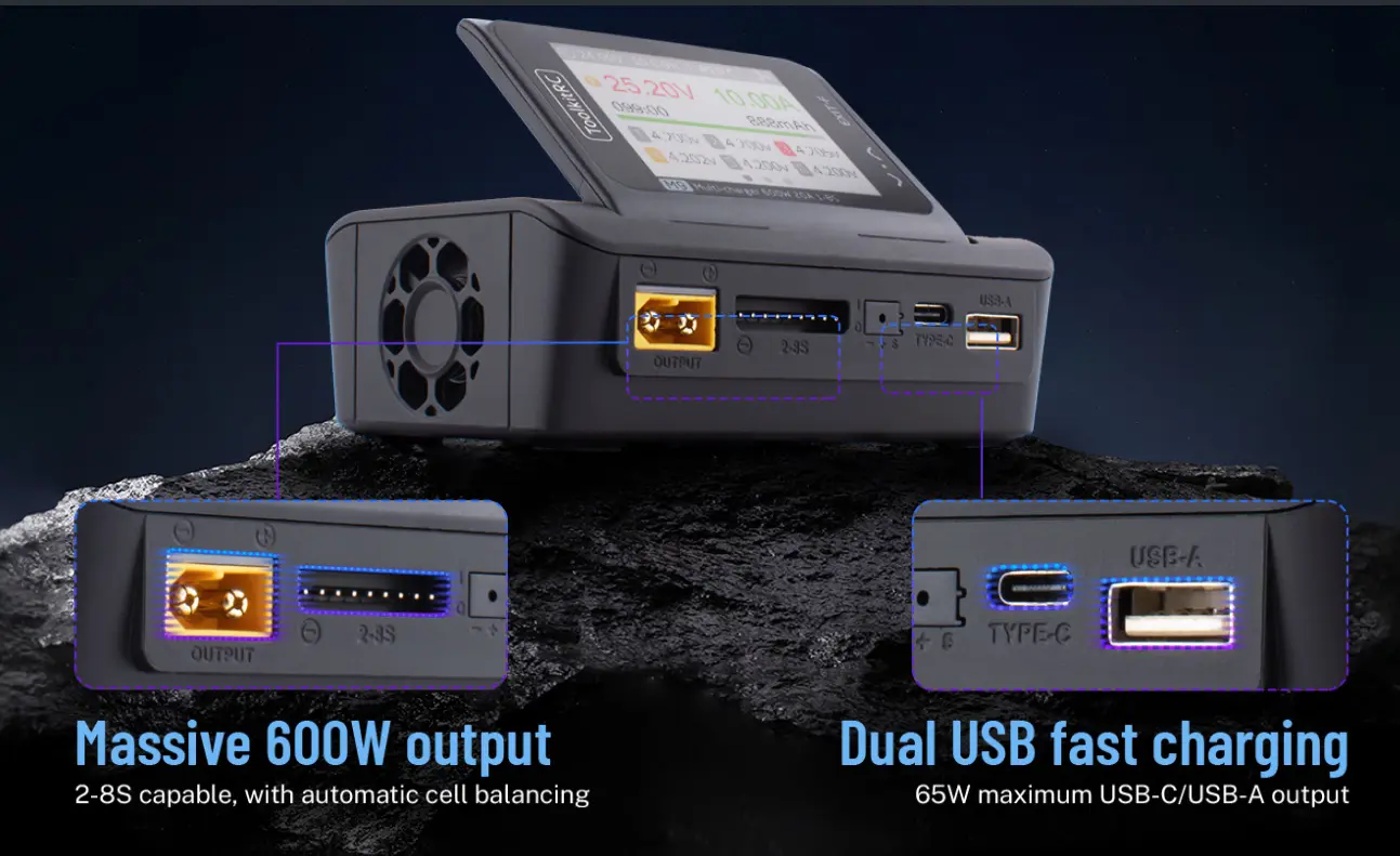 Розумне зарядне ToolkitRC M9 TK11900, LiPo LiHV LiFe Liion 1-8S, NiMh, Pb, 600W 20А), зображення 5