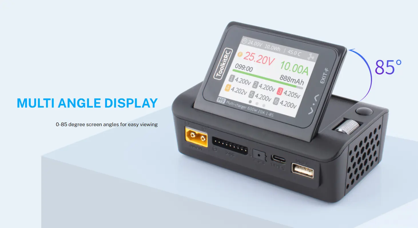 Розумне зарядне ToolkitRC M9 TK11900, LiPo LiHV LiFe Liion 1-8S, NiMh, Pb, 600W 20А), зображення 6