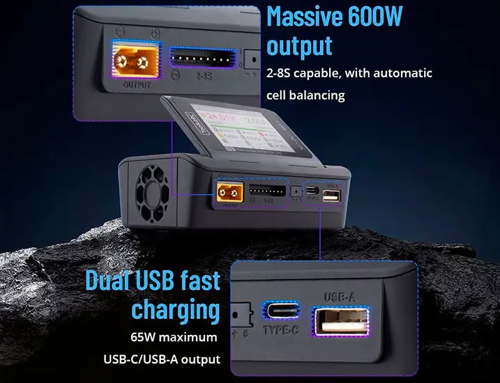 Розумне зарядне ToolkitRC M9 TK11900, LiPo LiHV LiFe Liion 1-8S, NiMh, Pb, 600W 20А), зображення 10