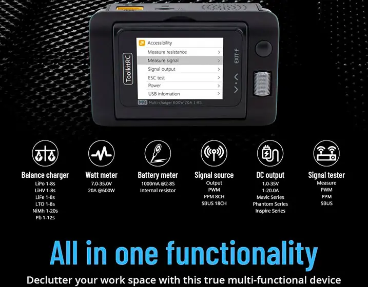 Розумне зарядне ToolkitRC M9 TK11900, LiPo LiHV LiFe Liion 1-8S, NiMh, Pb, 600W 20А), зображення 11
