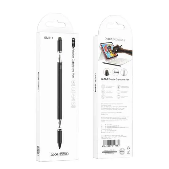 Стилус HOCO GM111 Cool dynamic series 3-in-1 passive universal capacitive pen Black), зображення 2
