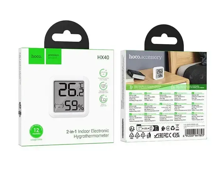 Термогігрометр HOCO HX40 Indoor electronic hygrothermometer White від батарейки.com.ua