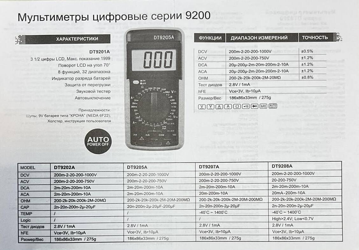 тестер DT9208A), зображення 4 тестер DT9208A), зображення 4