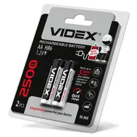 Акумулятор VIDEX Ni-MH AA HR06 2500mAh 2bl), мініатюра зображення № 1