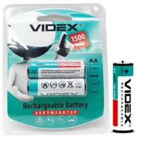 Акумулятор VIDEX Ni-Mh AA HR06 1500 mAh 2bl), мініатюра зображення № 1