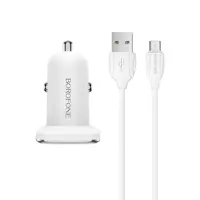 Авто зарядне BOROFONE BZ12A 1USB 3A QC3.0 + Micro white