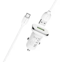 Авто зарядне BOROFONE BZ12A 1USB 3A QC3.0 + Type-C white