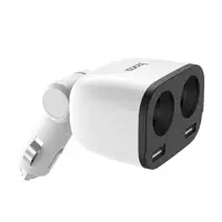 Авто зарядне Hoco Z28 Power Ocean 2LighterPlug, 160W, 2USB, 31A, LCD White), мініатюра зображення № 1