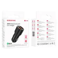 Автомобільне зарядне BOROFONE BZ19B Wisdom 2USB 3А QC3.0 36W чорний), мініатюра зображення № 3