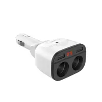 Автомобільне зарядне Hoco Z28 Power Ocean, 2LighterPlug, 160W, 2USB, 3.1A, LCD дисплей, White), мініатюра зображення № 1