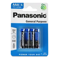 Батарейка PANASONIC General Purpose R03 AAA  4BL), мініатюра зображення № 1