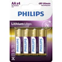 Батарейка PHILIPS Lithium Ultra літієва литиевая AA блістер (4шт.)), мініатюра зображення № 1