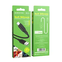 Кабель BOROFONE BX42 USB AM - Micro silicone 2.4A 1m black), мініатюра зображення № 6