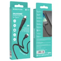 Кабель BOROFONE BX46 USB - Type-C 3A 1m silicone black), мініатюра зображення № 1