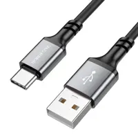 Кабель BOROFONE BX83 USB - Type-C 3A 1m silicone black), мініатюра зображення № 1