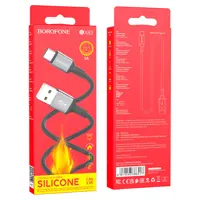 Кабель BOROFONE BX83 USB - Type-C 3A 1m silicone black), мініатюра зображення № 1