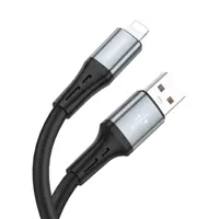 Кабель BOROFONE BX88 USB AM - lightning silicone 2.4A 1m чорний), мініатюра зображення № 1