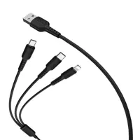 Кабель BOROFONE USB AM>Micro BX16 3 в1 Lightning+Micro+Type-C 2A/1m black