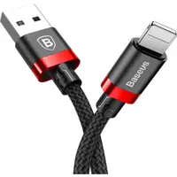 Кабель Baseus CALKLF-B19 USB AM - lightning 2.4A 1m Black-red), мініатюра зображення № 1