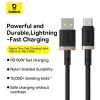 Кабель Baseus Dura Series USB AM-Type-C Data Cable 60W 1m P10377802U01-00 Black-gold), мініатюра зображення № 3