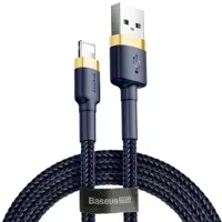 Кабель Baseus USB AM - lightning Cafule CALKLF-BV1 2,4A 1m.Black-gold), мініатюра зображення № 1