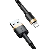 Кабель Baseus USB AM - lightning Cafule CALKLF-BV1 2,4A 1m.Black-gold), мініатюра зображення № 1