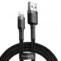 Кабель Baseus USB AM - lightning Cafule CALKLF-CG1 2A 2m Black+grey), мініатюра зображення № 1