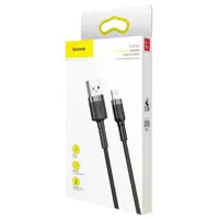 Кабель Baseus USB AM - lightning Cafule CALKLF-CG1 2A 2m Black+grey), мініатюра зображення № 1