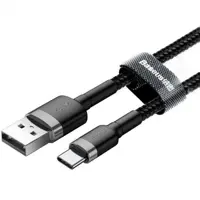 Кабель Baseus USB AM - Type-C Cafule CATKLF-CG1 2A 2m Black-grey), мініатюра зображення № 1