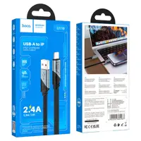 Кабель HOCO U119 USB - lightning 2.4A 1.2м чорний), мініатюра зображення № 1