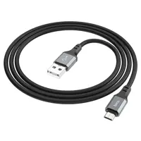 Кабель HOCO X86 USB - Micro silicone data cable 2,4A 1m чорний), мініатюра зображення № 1