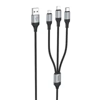 Кабель HOCO X102 USB - Micro + lightning + Type-C 2.4A 1m Black), мініатюра зображення № 1